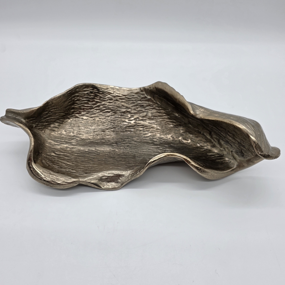 Interlude Home Metal Sculptural Decorative Bowl Tray – Textured Silver Accent